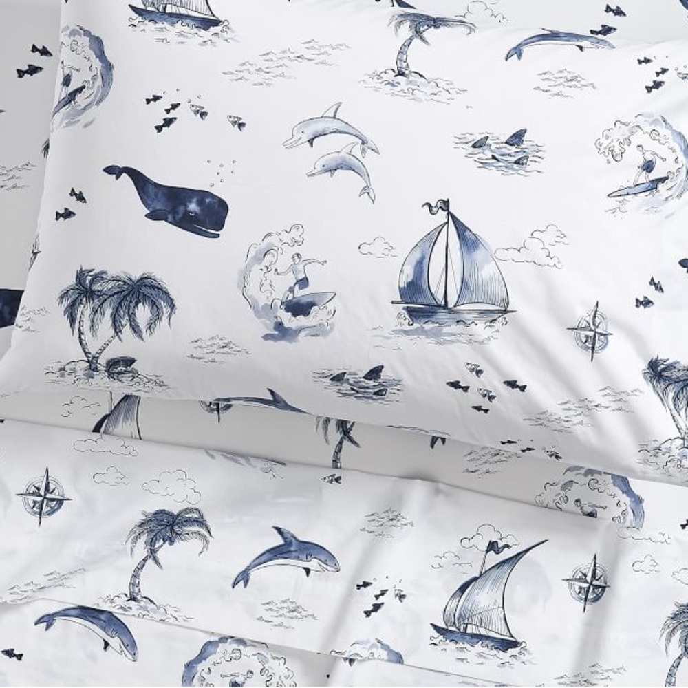 POTTERY BARN KIDS Surf Vibes Organic Sheet Set